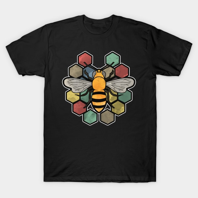 Colourful retro honey bee T-Shirt by Imutobi